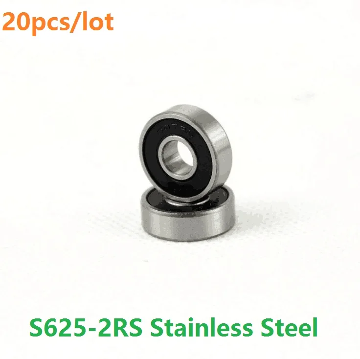 

20pcs ABEC-5 S625RS S625-2RS 5*16*5mm Stainless Steel ball bearing Stainless Steel Miniature Deep Groove Ball bearing 5x16x5mm