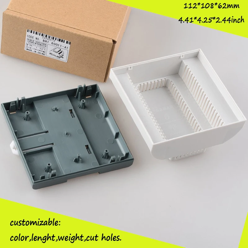 Din rail enclosure junction box electronic instrument cases diy small din rail box for pcb abs Flame retardant box 112*108*62mm