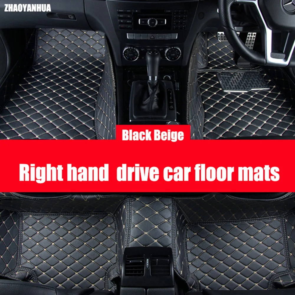 

ZHAOYANHUA Right hand drive car car floor mats Case for Toyota Camry Corolla RAV4 Mark X Crown Verso Cruiser car-styling leather