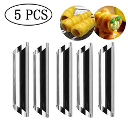 5pcs DIY Horn Croissants Mold Cake Baking Moulds Cannoli Screw Tubes for Cake and Bread Pastry Baking Mold Party Kitchen Tool