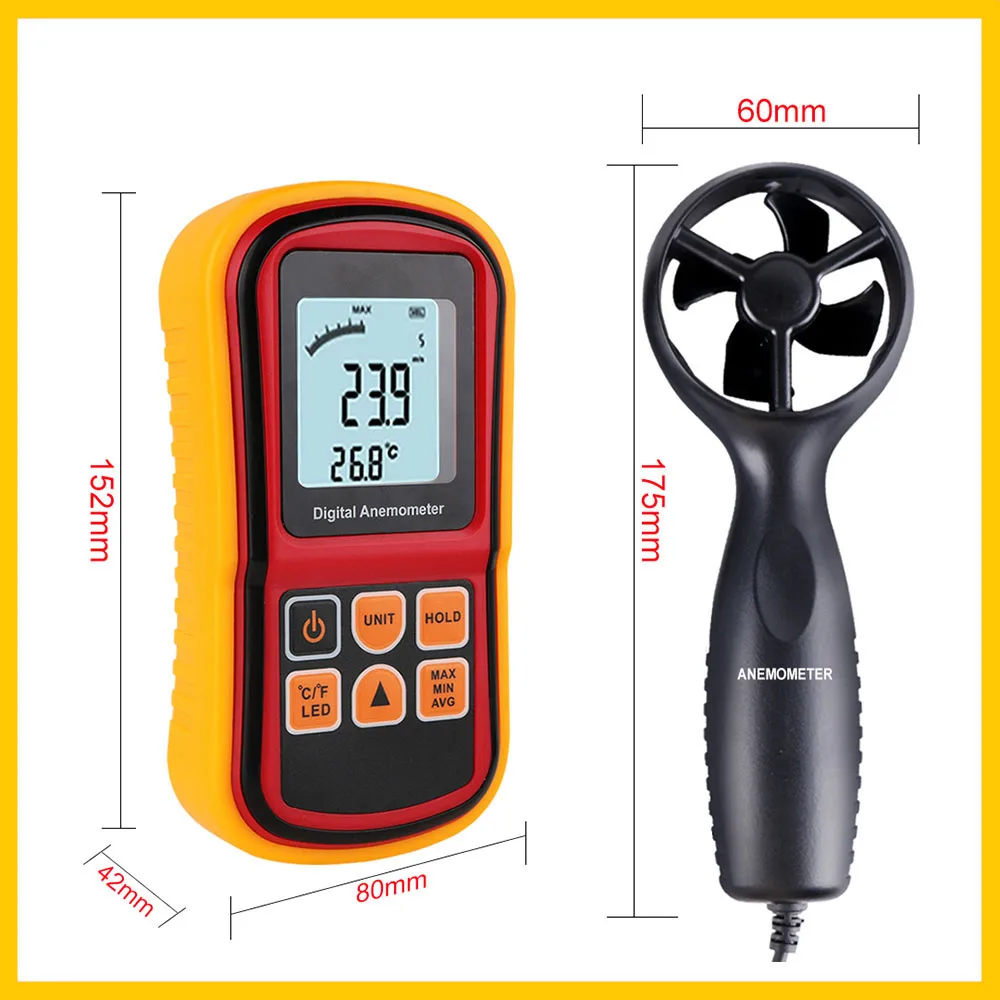 Imagem -02 - Anemômetro Digital Medidor de Velocidade do Vento 45 m s Gm01
