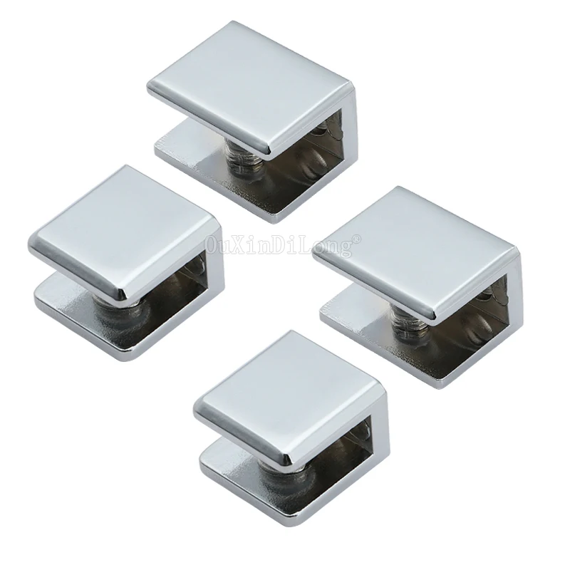 

20PCS Zinc Alloy Square Shape Chrome Finished Glass Clamps Shelves Support Bracket Clips For 5 to 12mm Glass Board JF1787