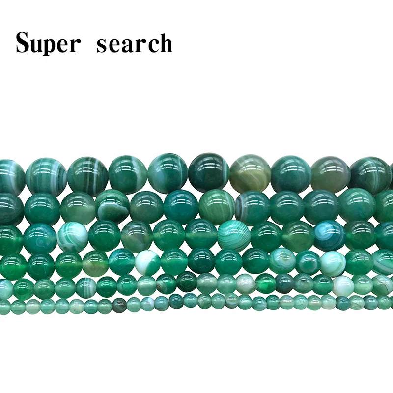 Natural Stone Beads Green Stripe agat Onyx Round Loose Beads 4 6 8 10 12 14mm Fit Diy Space Beads Jewelry Making