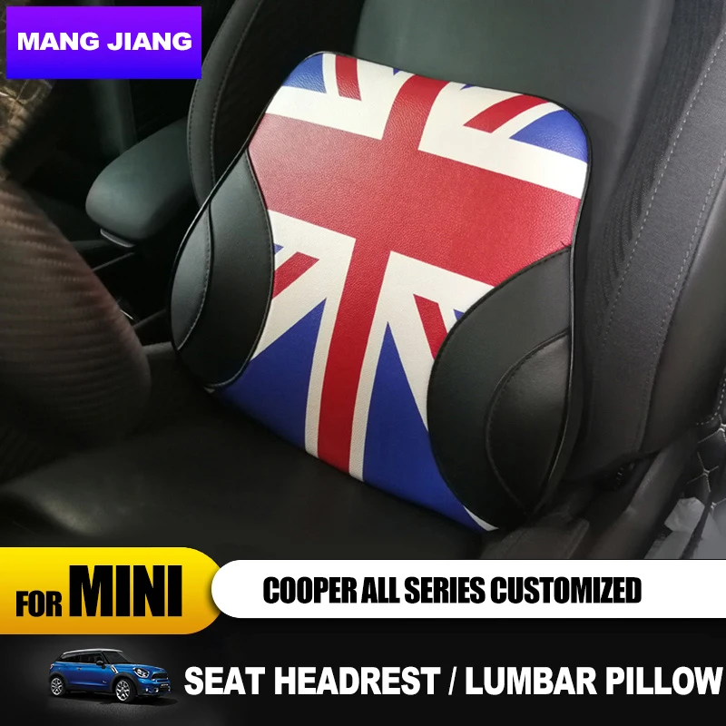 Car Neck Pillow Union Jack Seat Neck Headrest Lumbar Pillow Spine protection For mini cooper F54 F60 F55 F56 R60 R59 R58 R57 R55