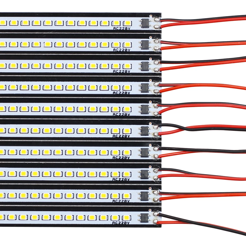 Imagem -04 - Barra de Luz Led Rígida Branco Quente Alto Brilho Smd 2835 ca 220v 50cm 10 Pcs