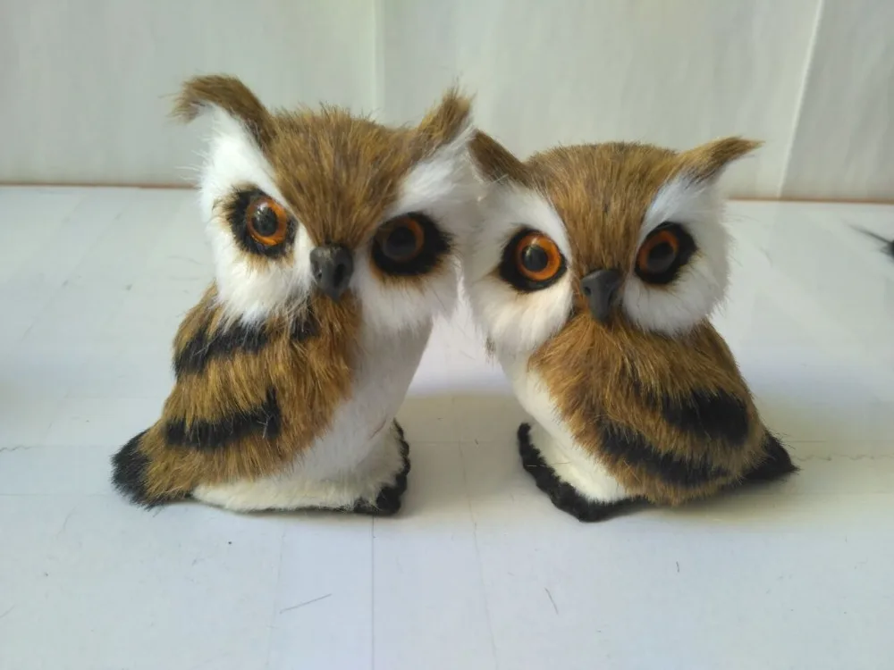 

a pair of mini simulation owl toy new plastic&fur small owl doll gift about 11cm