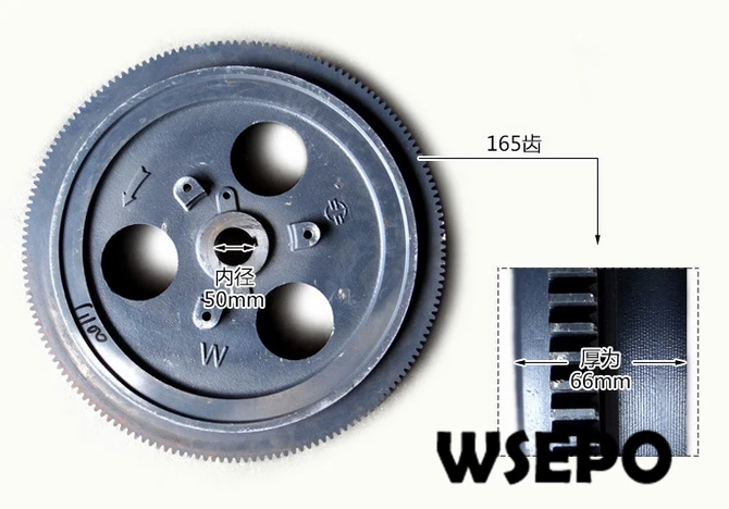 OEM Quality! Electric Start Flywheel with 165 Gear Teeth for ZS1110 4 Stroke Small Water Cooled Diesel Engine