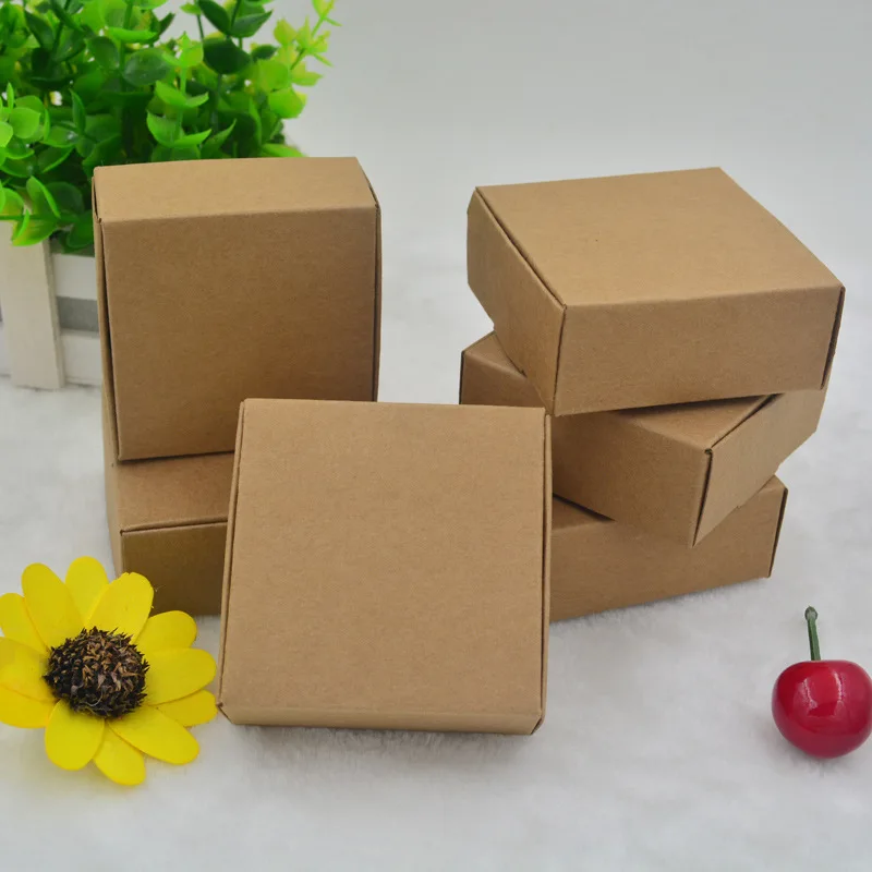 300Pcs Small Kraft Carton Kraft Paper candy Box Small Brown Cardboard Paper Packing Box Craft Gift Handmade Soap Packaging Box