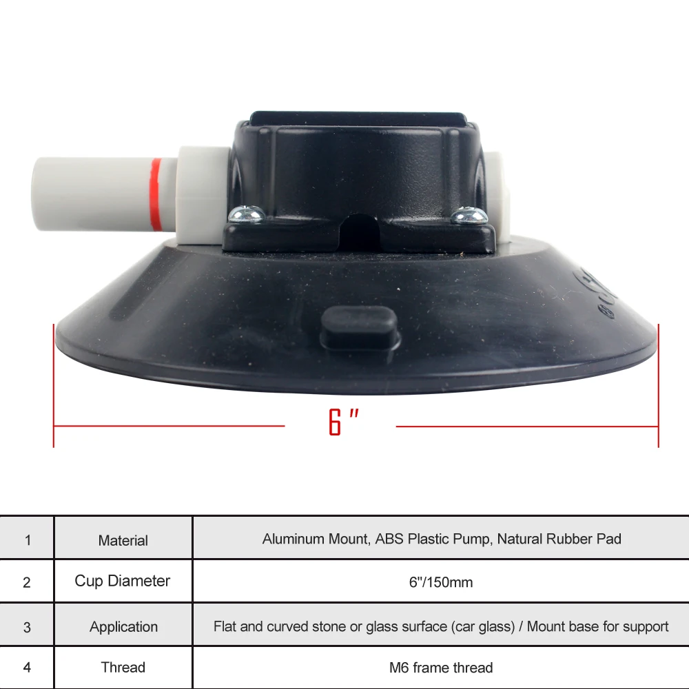 Raizi 1 Pc 150มม.ถ้วยสูญญากาศดูด Mount ปั๊มสูญญากาศ6 "กระจกหน้าต่างรถขนาดเล็ก Sucker ตะเข็บ Setter Part สำหรับหินแกรนิตหิน