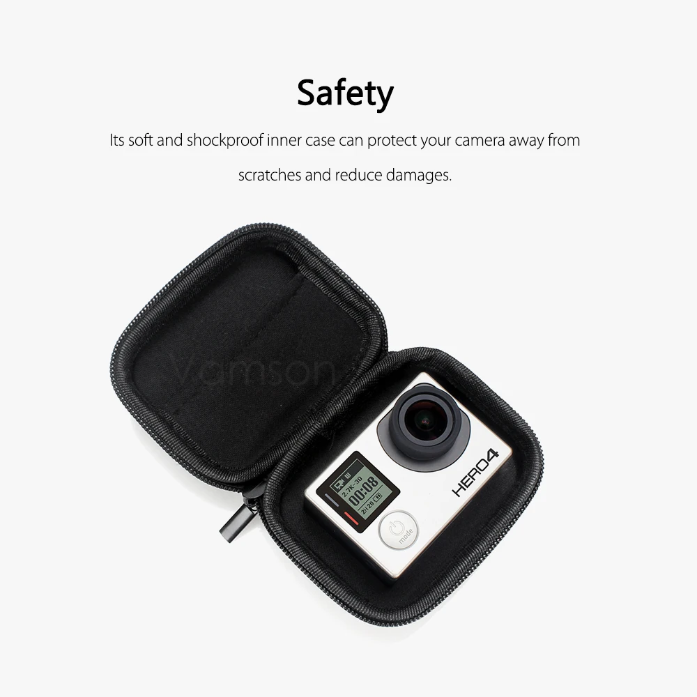 Vamson – Mini étui de protection EVA pour Go Pro, accessoires légers pour GoPro Hero 7 6 5 4 3 + pour Xiaomi Yi SJ4000 VP804