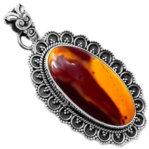 Hand make Genuine Mookaite Pendant 100% 925 Sterling Silver Jewellery KP0413 48mm 7.1g