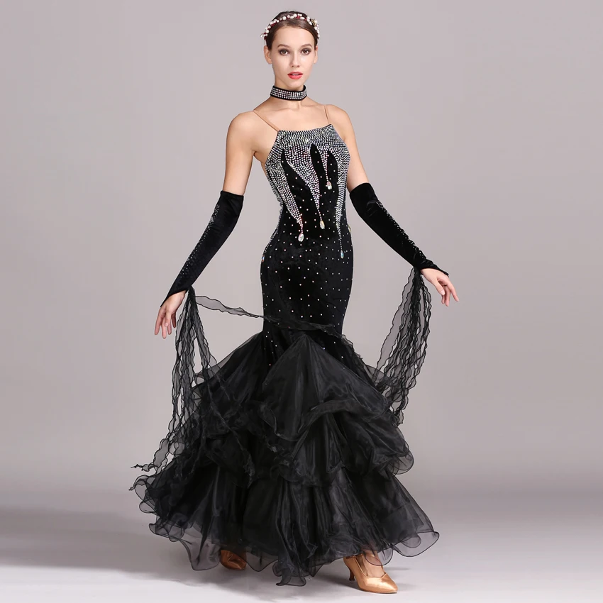 Waltz Luxury Elegant Women Professional Modern Dance dress Queen's Costume Large Swing Dress Modern Dance Dress