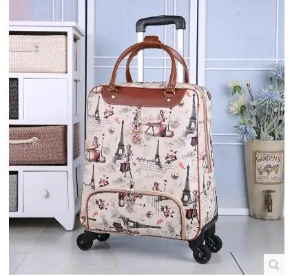 Marca 20 Pollice 22 pollice Donne bagaglio Trolley Borsa su ruote Borsa Da Viaggio Valigia Viaggi di Rotolamento Bagaglio Valigia di Viaggio gommato