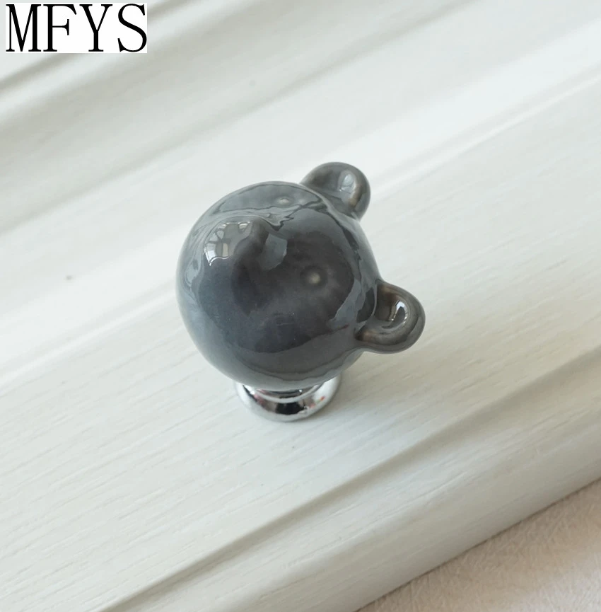 Ceramic Bear  Knobs Drawer Knobs Colorful Knobs for Children Dresser Cabinet Knobs Blue Red Pink Kitchen Cupboard Handle Decor