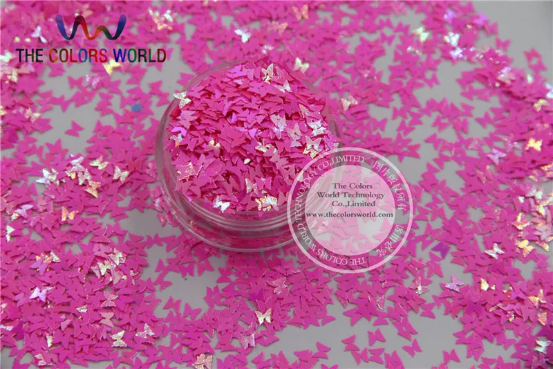 FI-11 Butterfly bowknot shapesPearlescent Iridescent Rose Carmine Colors confetti glitter for nail Art  DIY decoration 1pack=50g