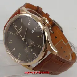 42mm parnis coffee dial rose golden case date window automatic mens watch P957B