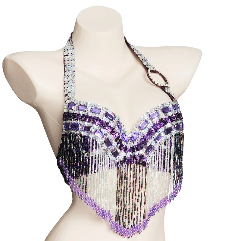 Belly dance halter bra shining beaded bra top sexy dance top belly dance costume belly dancing clothes club night dance wear