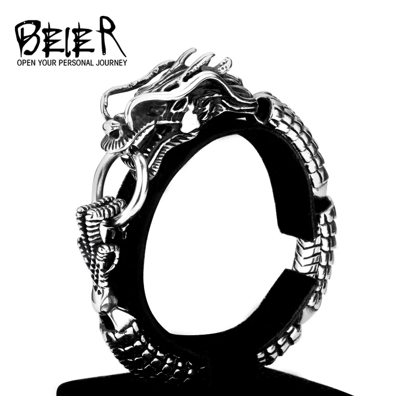 BEIER New Cool Punk Dragon Animal Bracelet &bangle For Man 316 Stainless Steel Man\'s High Quality Jewelry BC8-001