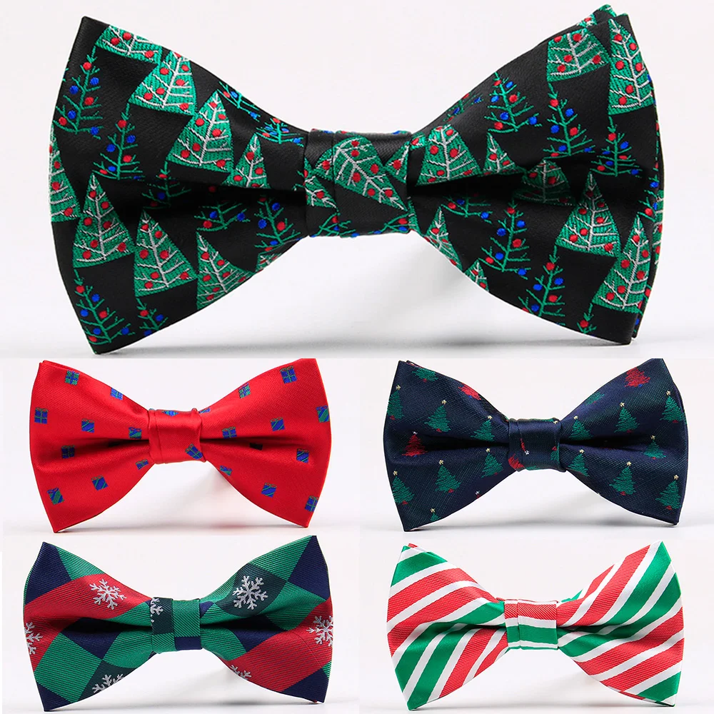 

RBOCOTT New Christmas Bow Ties Fashion Bowties For Men's Festival Accessories Novelty Christmas Trees Snowflake Crutch Pattern