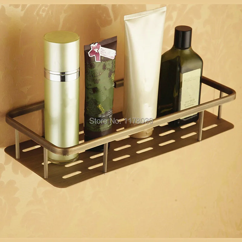 European style Antique brass single tier Bathroom Shelves,wall mounted bathroom shelves basket,J16513