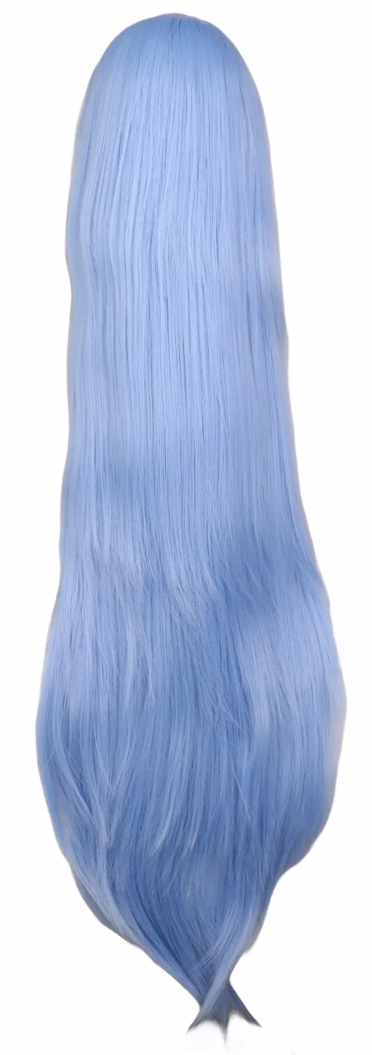 QQXCAIW-Perruque Cosplay Synthétique Longue et Lisse pour Homme et Femme, Bleu Clair, 40 en effet, 100 cm, Degré de Chaleur