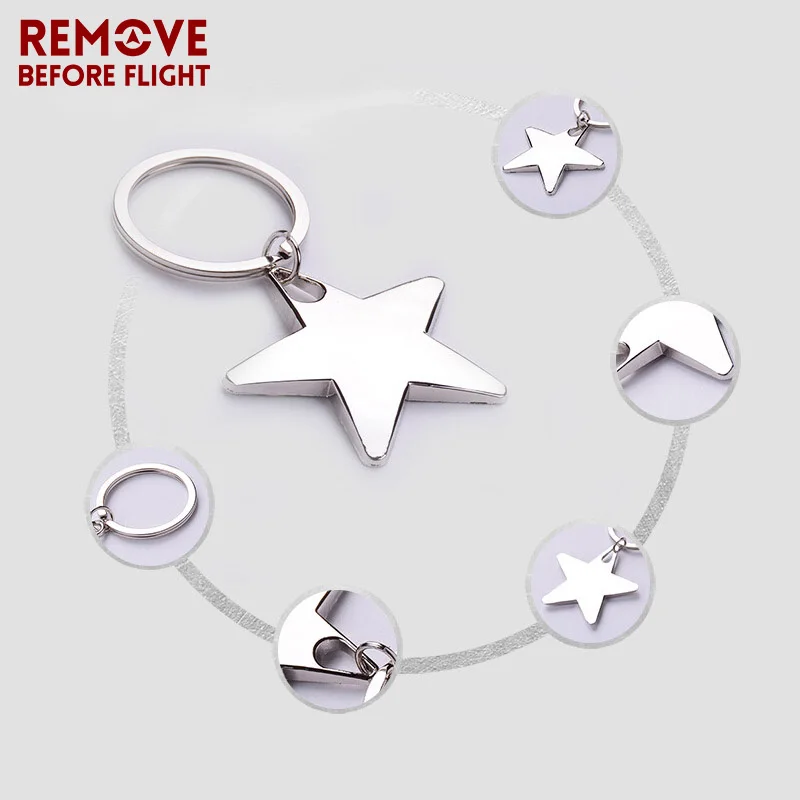 Wholesale Fashion New Jewelry Accessories Key Chain for Lovers Gifts Creative Metal Star Shaped Keyring Key Chains 10 PCS/LOT