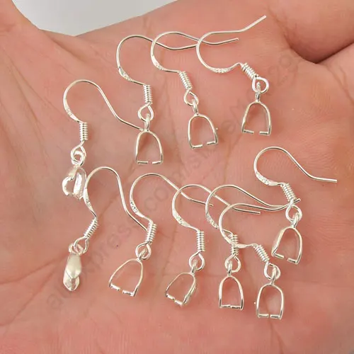 

New Brand 100PCS/Lot Fashion Hooks Earrings Pinch Bail 925 Sterling Silver Earring Earwire Best Quality Fast Shipping