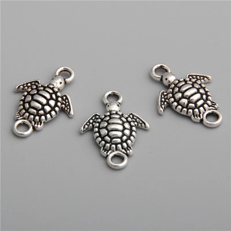 40pcs Silver Color Color Small turtle shape connector High Quality DIY Handmade Accessories For Jewelry For Women Men A2773