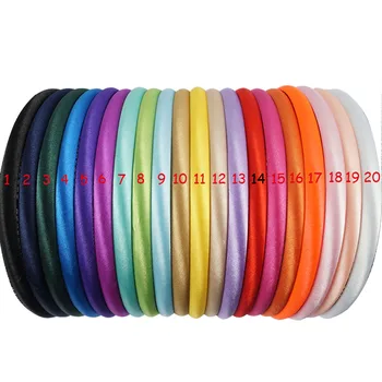 10/20 Pcs/Lot 20 색 10mm 아기 소녀 솔리드 새틴 커버 머리띠 어린이위한 어린이 하드 헤어 밴드 헤어 액세서리