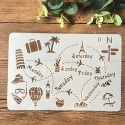 26cm World Travel Journey DIY Craft Layering Stencils Painting Scrapbooking Stamping Embossing Album Paper Card Template