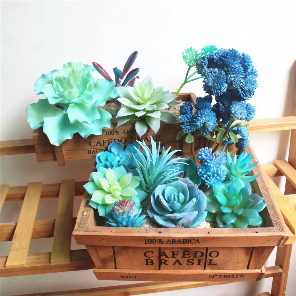 7PCS Artificial Succulents DIY Mix Unpotted Fake Plants Desktop Landscape Flower Arrangement Creative Home Garden Decoration