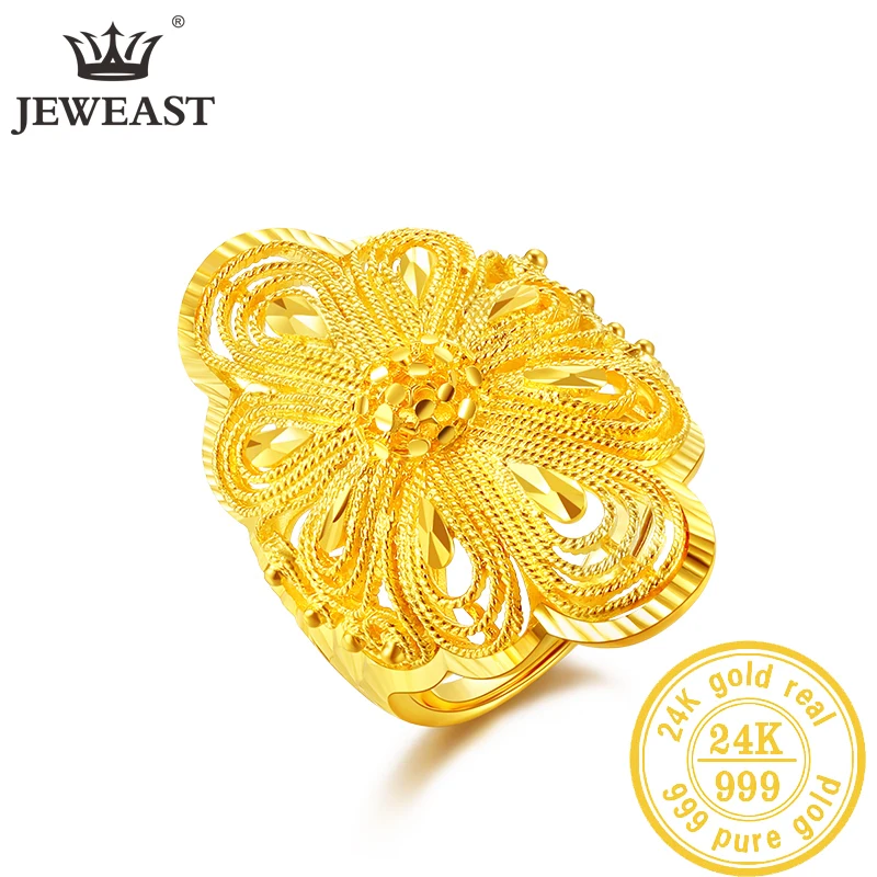 

JLZB 24K Pure Gold Ring Real AU 999 Solid Gold Rings Elegant Shiny Beautiful Upscale Trendy Classic Jewelry Hot Sell New 2023