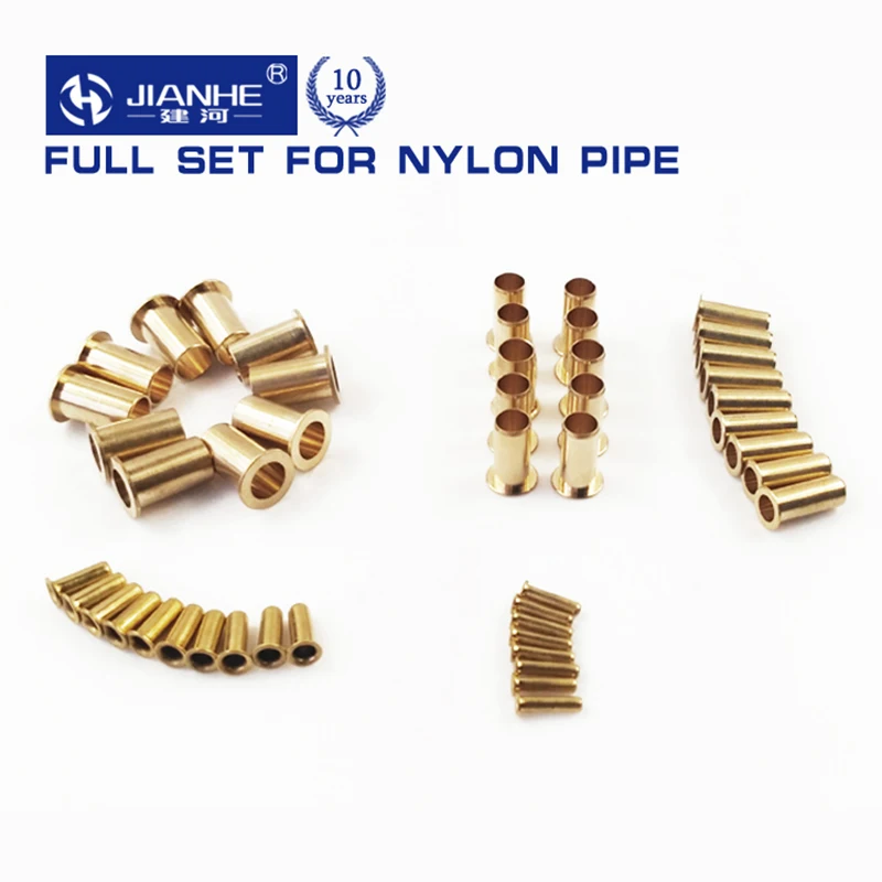 100pcs JIANHE GP Brass tubing bushing 4mm/6mm/8mm/10mm Oil pipe fittings/ Compression Sleeve Fitting/ nylon tubing oil core