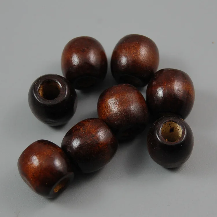 100pcs/Lot Coffee/Black/White Big Hole Natural Wood Beads 10mm 12mm Handmade Dreamcatcher Spacer Wooden Beads DIY Jewelry Making