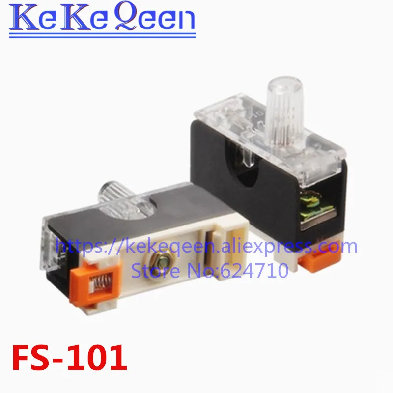 10pcs/lot FS-101 fuse holder with indicator light 6*30mm FUSE Tube Single Connection Guide rail type