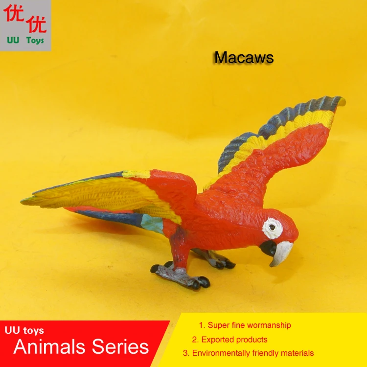 Hot toys: Open Wings Macaw Bird Simulation model  Animals   kids  toys children  Action Figures Action Figures Collections