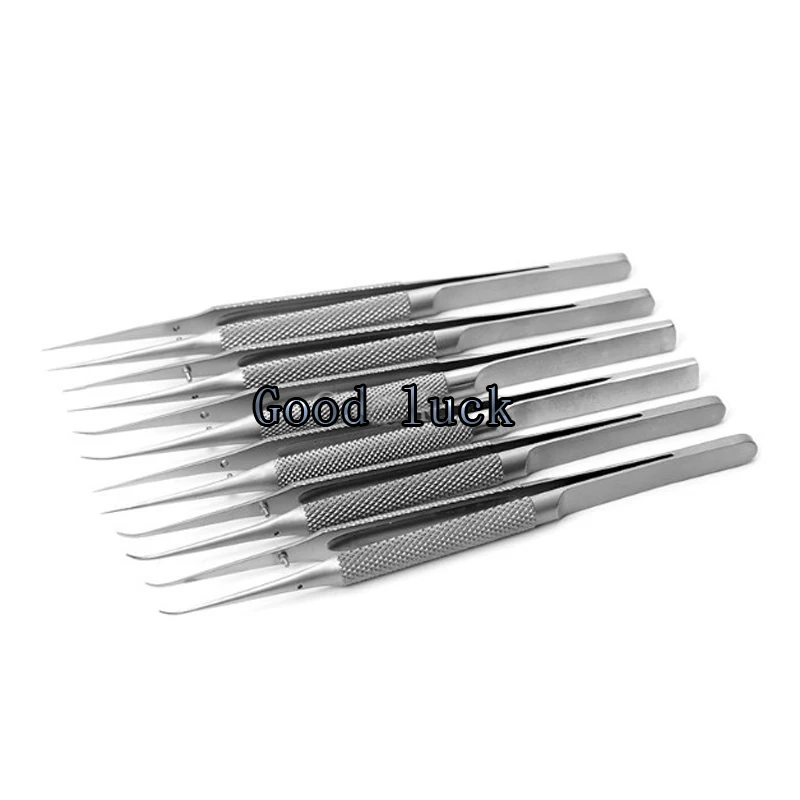 

11cm Stainless Steel Round Handle Micro Tweezers Eyelid Tweezers Tooth Platform Ophthalmic Instruments Surgery Tools