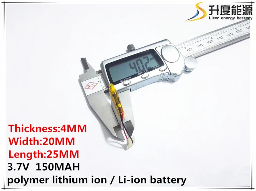 3.7 V 150 mAh 402025 แบตเตอรี่ลิเธียมโพลิเมอร์ Li - Po li ion แบตเตอรี่เซลล์สำหรับ Mp3 MP4 MP5 GPS PSP โทรศัพท์มือถือบลูทูธ