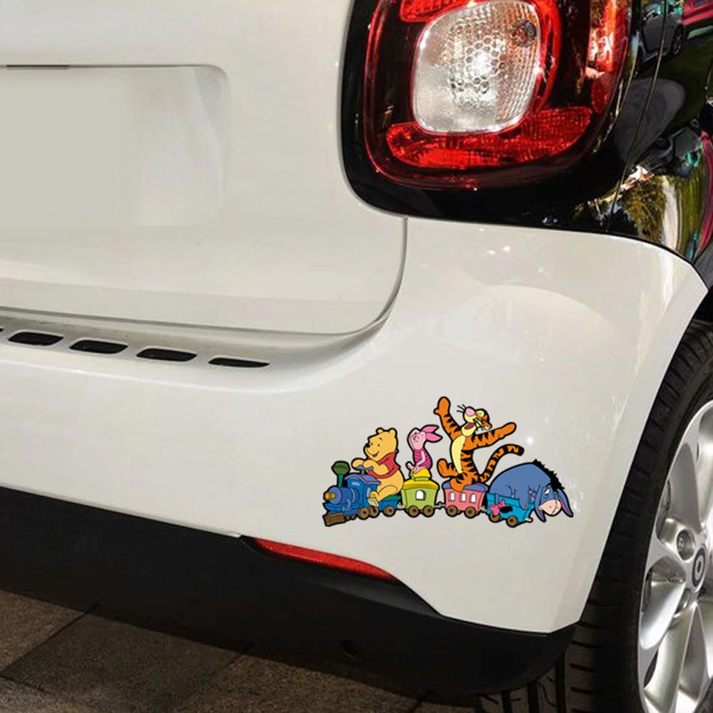 Aliauto Car-styling Pooh Driving Trains And His Junior Partner Funny Car Sticker Cartoon Decal For Volkswagen Toyota Ford Focus