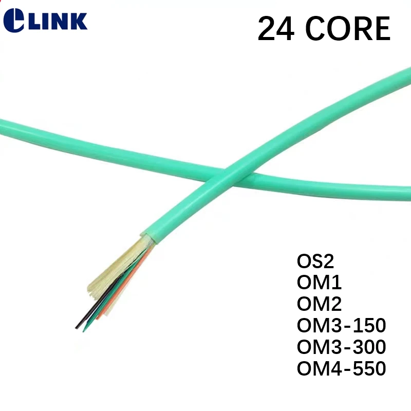 bundle fiber optic cable 24 cores GJFJV-24 indoor OS2 OM1 OM2 OM3 OM4 9/125 50/125 62.5/125um SM MM 24 fibers wire ELINK 100Mtr