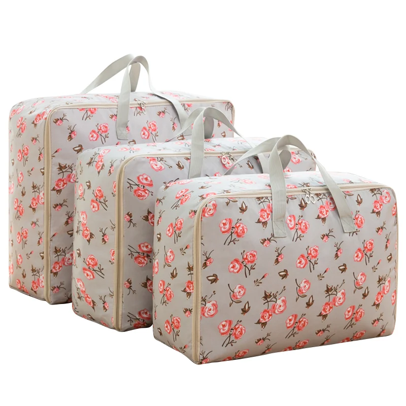 New Lovely Print Oxford Storage Bag With Handle Durable Closet Organizer For Travel Wardrobe Home Quilt Toy Sundries Tidy Bag