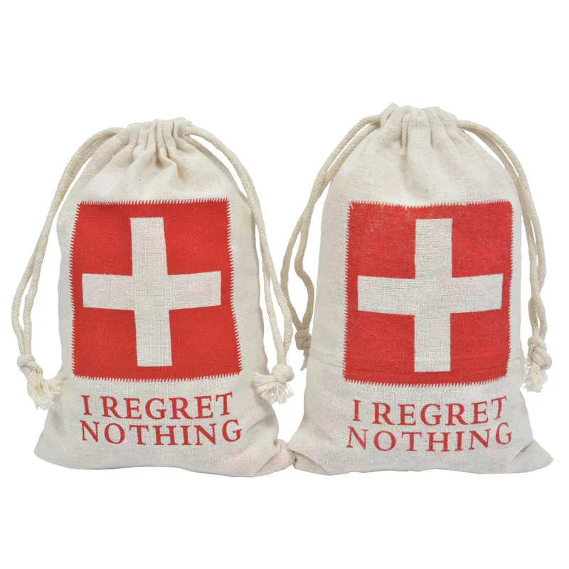 

Drawstring Pouch 11*16cm Hangover Kit Bags Wedding Favor Holder Bag Red Cross Cotton Gift Bags W9137