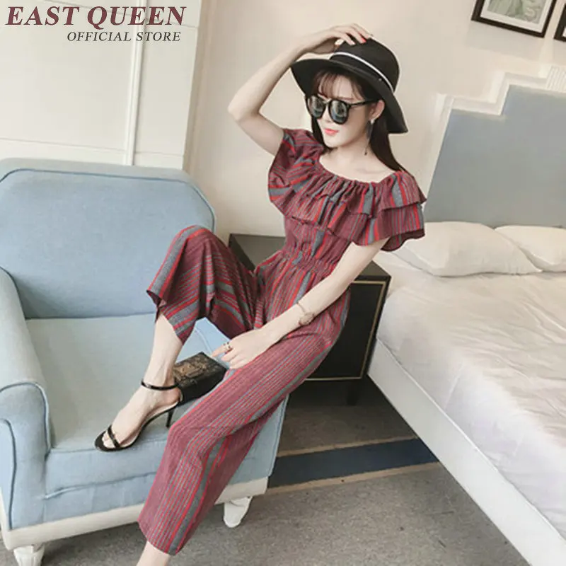 jumpsuits for women 2018 off shoulder rompers women summer jumpsuit 2018 striped wide leg jumpsuit women elegant NN0568 HQ