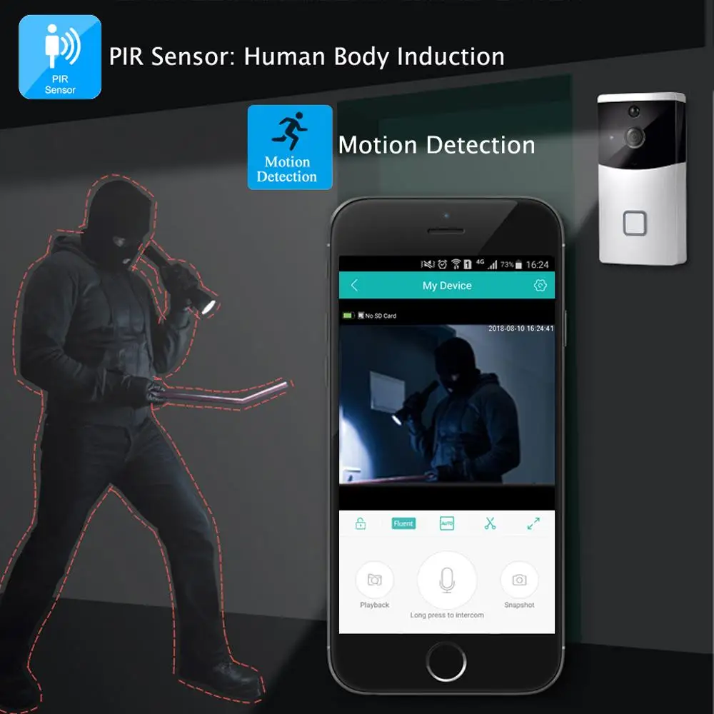 ICSee-videoportero inalámbrico, timbre inteligente con Wifi, 720P, cámara HD, timbre para puerta, teléfono, Audio bidireccional, visión nocturna,
