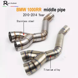 For BMW S1000RR 2010 2012 2013 2014 Slip On Exhaust De cat Cut Catalyst Middle Link Pipe 60mm Titanium Alloy Tube Y Down Pipe