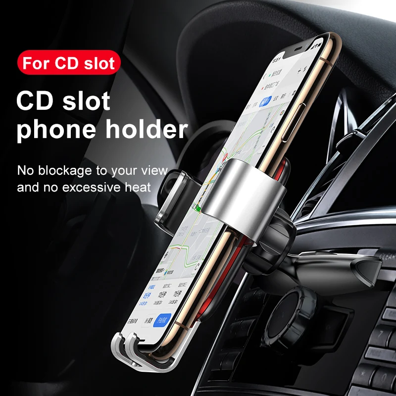 Baseus Gravity Car Phone Holder for Car CD Slot Mount Phone Holder Stand for iPhone 11 Pro Xs Max Metal Cell Mobile Phone Holder