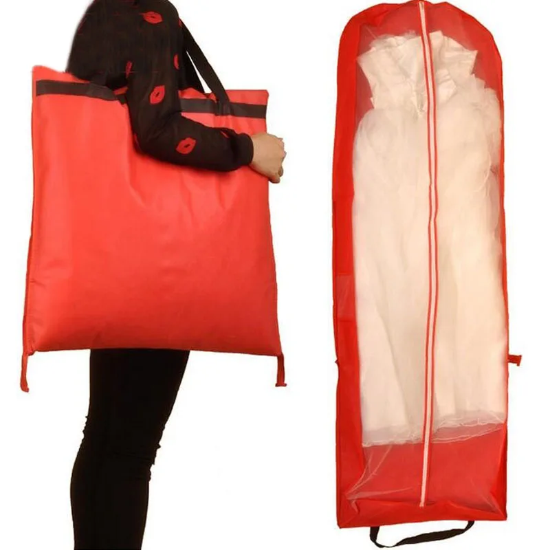 

10pcs 155X55cm Red Color Garment Bag for Wedding Dress/Wedding Gown Non-woven Foldable Dust Cover/Storage Carry-on Bag ZA1824