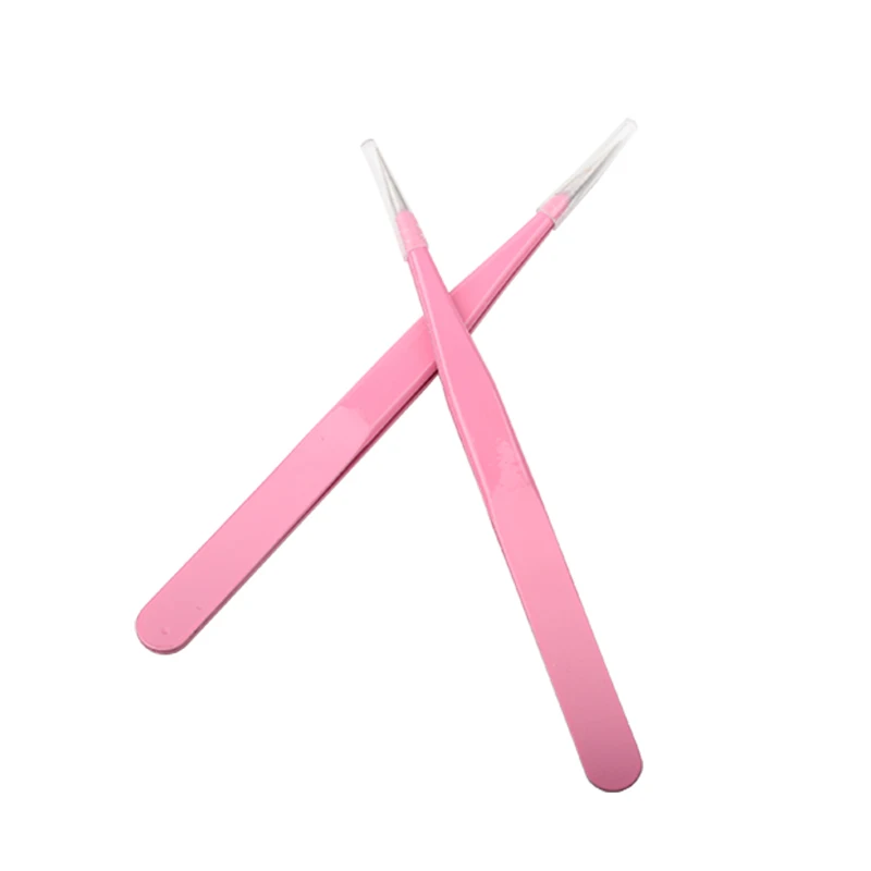 Pink Eyelash Tweezer Stainless Steel Straight Tweezer for Eyelash Extension Nail Tweezer Quality Volume Lashes Tweezers