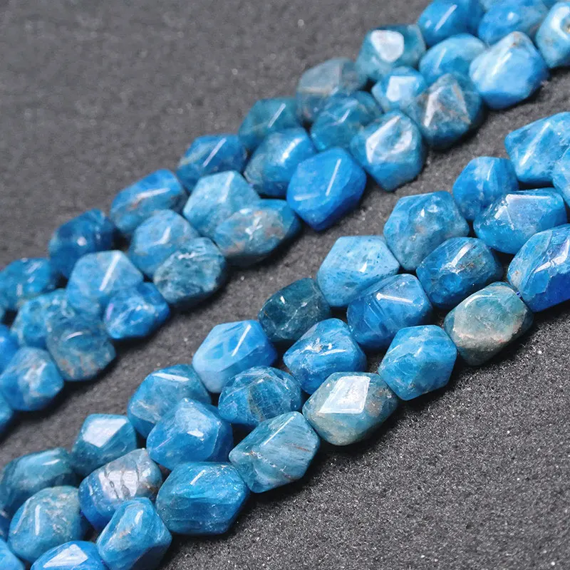 10x13mm Natural Faceted Rectangle Cuboid Blue Apatite Beads For Jewelry Making Beads Trinket 15'' DIY Beads Mother's Day Gift