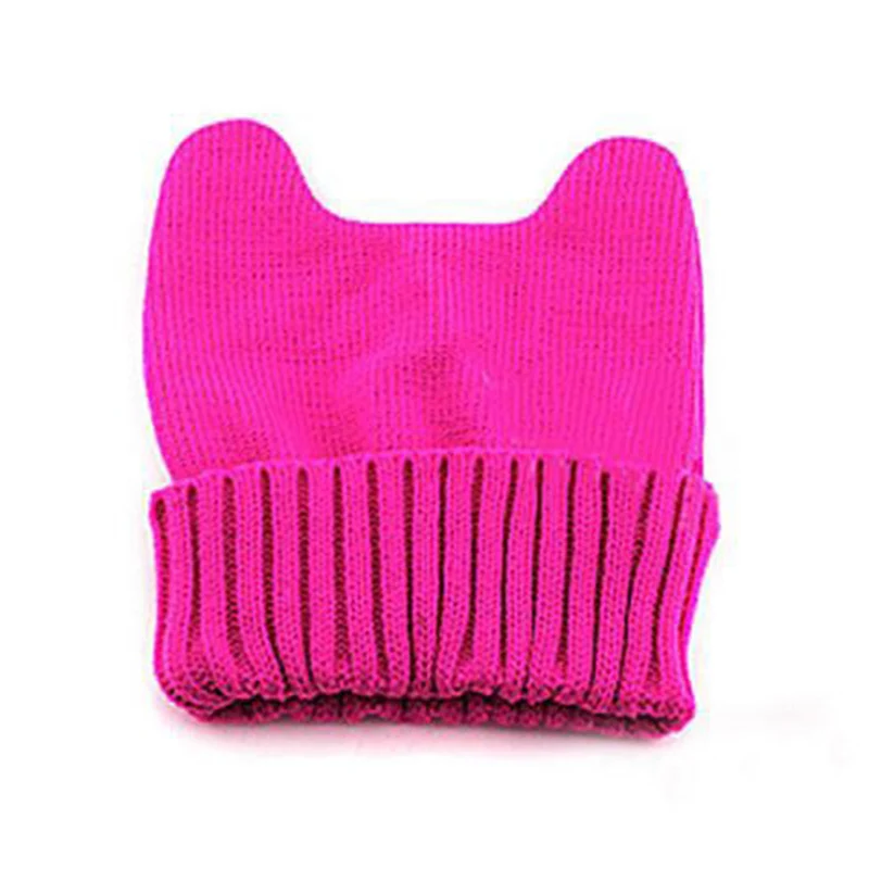 Hot Sale Soft Cute Women Girl Warm Winter Cat Ear Shape Knitted Hat Elastic Beanie Cap Christmas Gifts